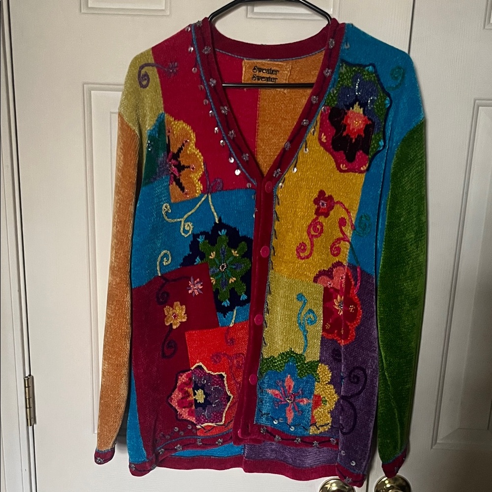 Sweater Sweater Multicolor Floral Button-up Cardigan